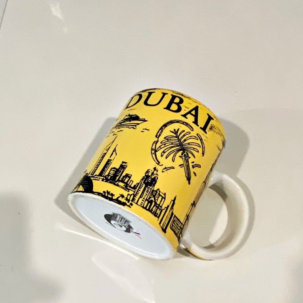 Dubai Coffee Mug Fantasy Land Gift Brand Golden Yellow Black - Picture 2 of 7